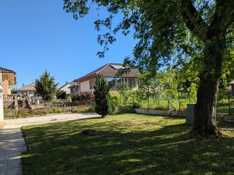 Grande pelouse du jardin privatif de la Villa Sainte-Rose, ombragée par un arbre